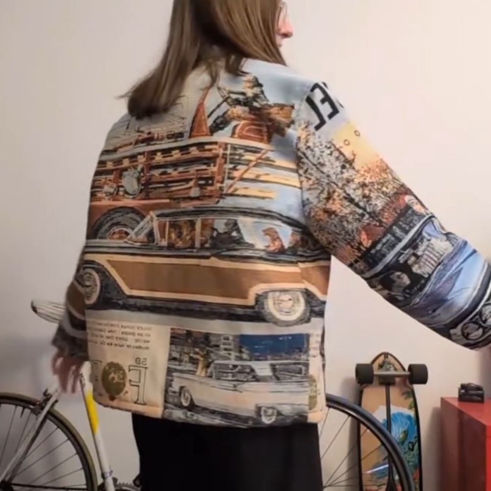 ZARA FORD © JACQUARD PUFFER JACKET LARGE - Picture 6 of 12